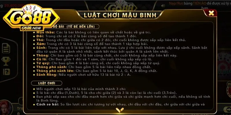 Kinh Nghiệm Chơi Mậu Binh Go88 Chuẩn Từ Cao Thủ 2 ’Cách tính chi trong game Mậu Binh cực kỳ quan trọng