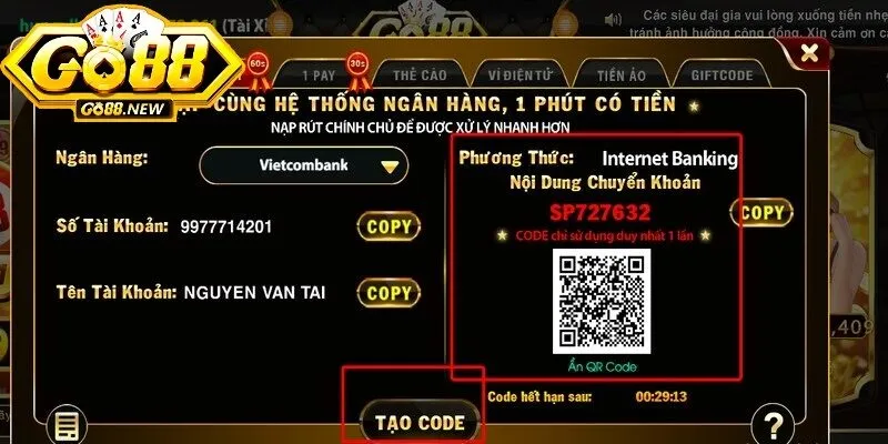 Nạp vốn qua ngân hàng dễ dàng chỉ với vài bước cơ bản