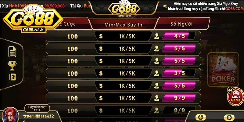 Cách chơi và luật chơi Poker Go88 chuẩn, chi tiết nhất 2 Game Poker Go88 được yêu thích bởi sở hữu luật chơi đơn giản